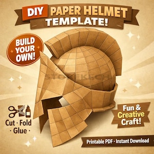 Leonidas Spartan Helmet: DIY Cardboard Papercraft Template (PDF Pattern)