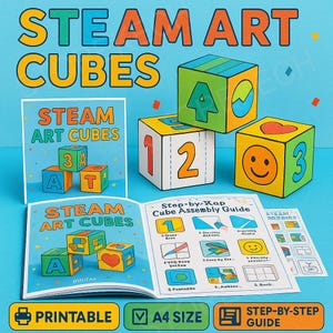 STEAM Art Cube Printable Kit: Educational 3D Paper Cubes (PDF Download