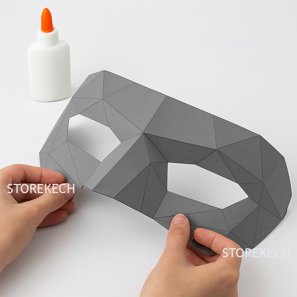 3D Geometric Mask Template: Low Poly Paper Craft (PDF Download - Etsy