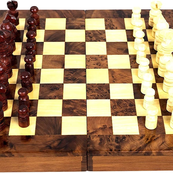 Artisan-Crafted Wood Chess, Checkers, and Backgammon Set: Superior Craftsmanship for Hours of Strategic Fun