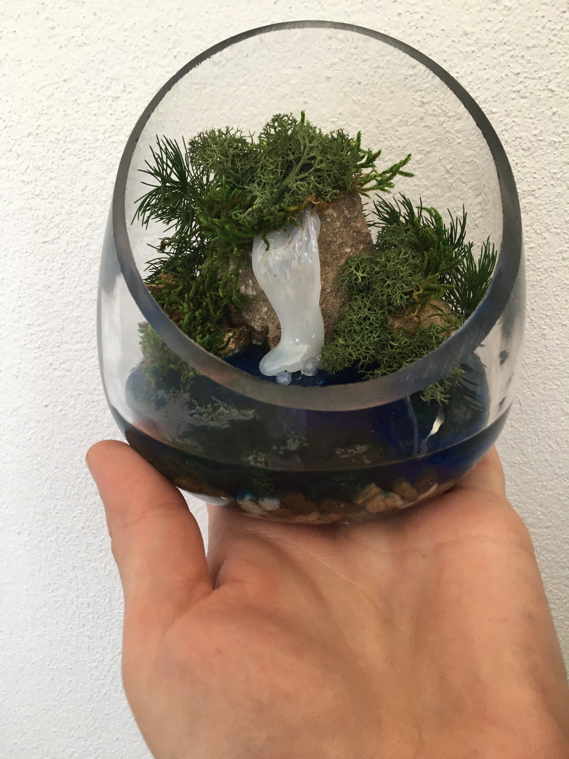 Terrarium Glass with Miniature Waterfall Terrarium Decor Etsy