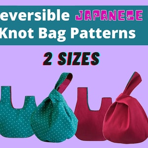 Einfaches japanisches Knotenmuster, japanische Knotentasche, Schnittmuster für Knotentaschen, Stofftaschenmuster, PDF Muster, Wendeknotentaschenmuster