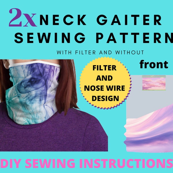Neck Gaiter Pattern, Neck Gaiter Instructions, DIY Neck Gaiter, Cute Mask for Women, Scarf Mask, Tube Scarf, Neck Warmer Sewing Pattern