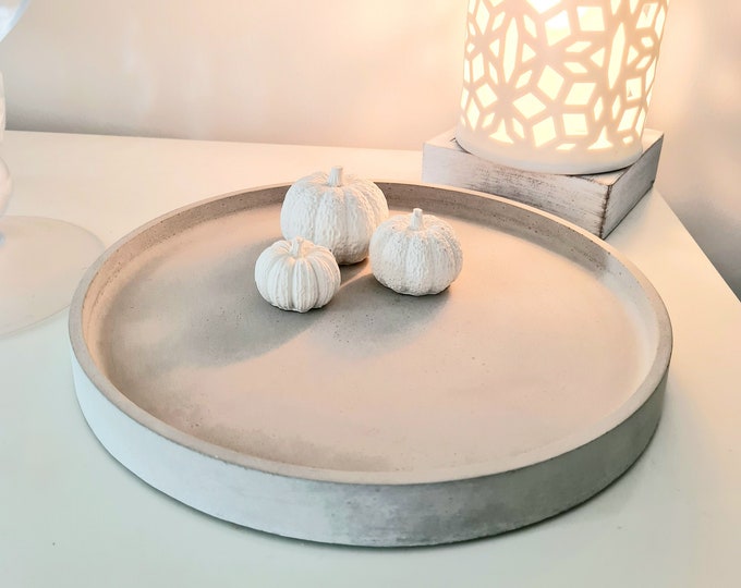 Large Round Concrete Tray White Tray Decorative Tray Etsy UK