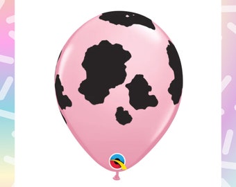 Pink/Black Cow Print 11"  Latex Balloon,