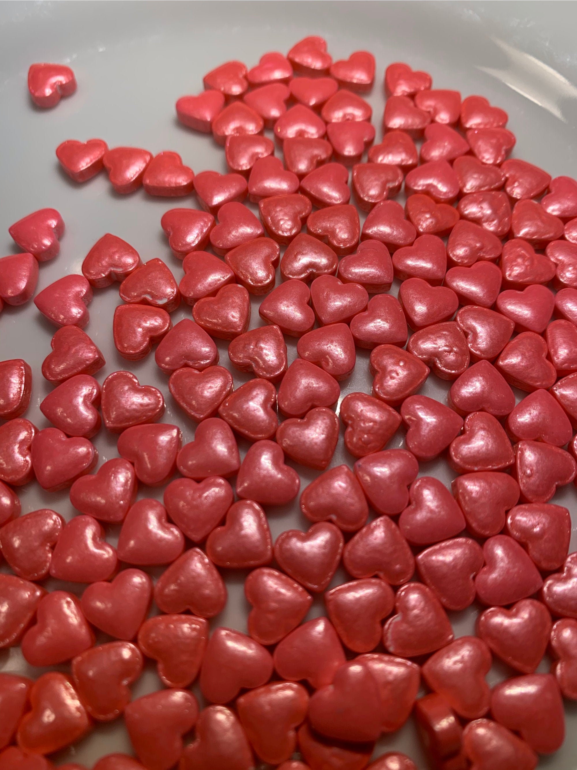 Pink Heart Edible Sprinkles Heart Sprinkles Solid Pink Heart Etsy