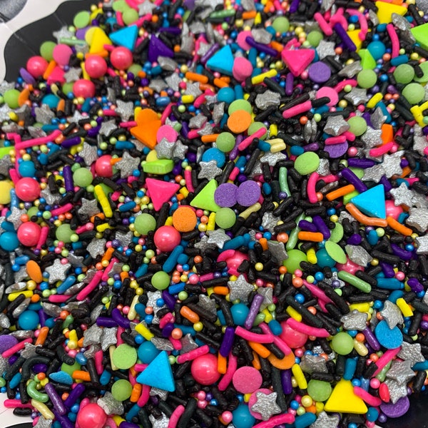 Neon Party Sprinkle Mix, I Love the 90's Birthday Party Sprinkles, 90's Bash, 80's Bash, Rainbow Sprinkles, Throwback Party