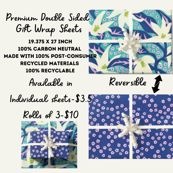 Reversible Jumbo Lily Gift Wrap Sheets, Gift Wrap, Lily Gift Wrap,  Butterfly Birthday Gift Wrap, Floral Wrapping Paper, Floral Gift Wrap 