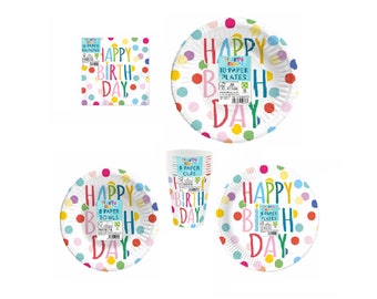 Birthday Party Cups Plates Bowls Napkins. Children's Parties Kids Tableware