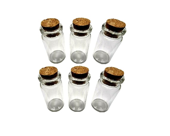 4 Small Craft Glass Bottles Jars 20ml Miniature Jar Cork Crafting Decor Mini Minituare