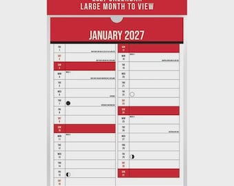 2027 Large Easy Month To View A3 Planner Wall Calendar One Month 2 Column To View Office