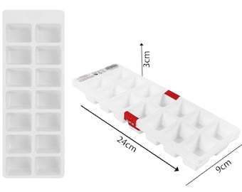 White Ice Cube Tray 14 Easy Release Cubes Plastic Freezer Icecubes Popout Mould