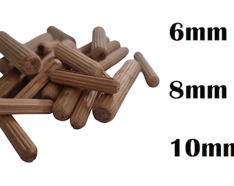 Wooden Dowels 6mm 8mm 10mm Chamfered Fluted Pin Wood Dowels Multipacks Craft DIY