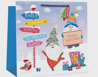 Christmas Gonk Kraft Large Giant Gift Bag 100% Recyclable 26.5x33x14cm Sent Folded so creased