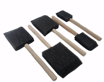 4 Foam Sponge Art Paint Brush Wooden Handle Artists Large Painting Brushes Craft DIY Sil Artist