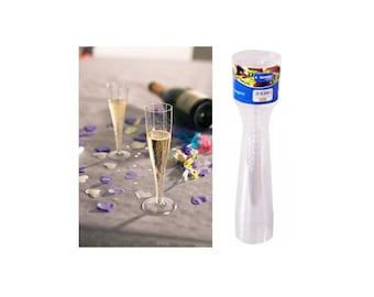 12 x Champagne Flutes 135ml Plastic Wedding Party Glasses Reusable Catering