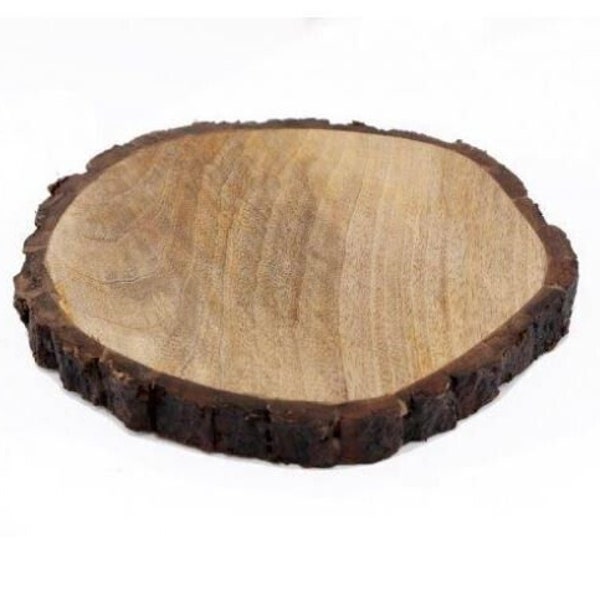 Round Wood Bark Display Cutting Serving Wooden Board 30cm - Table Centrepiece