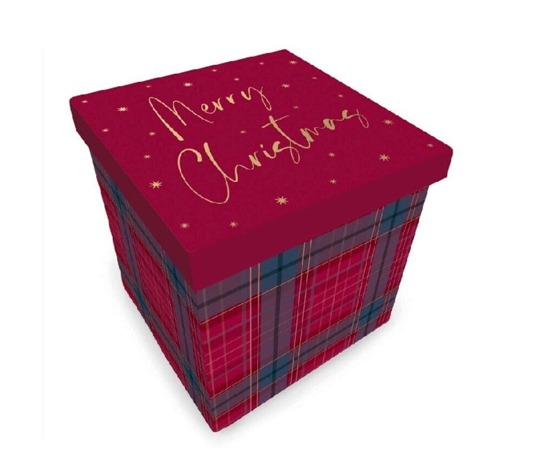 Square Christmas Gift Box Cube With Lid 12cm in Red Tartan Etsy UK
