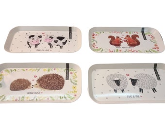 Small Party Serving Tray Animal Drawing Love 28cm Melamine Rectangle Party Tray