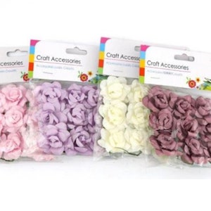 9 x Paper Mini Roses 20mm Craft Flowers Embellishments Colourful Tiny Flowers