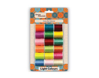 Cotton Sewing Thread 18 X 30m Reels Assorted Light Colours Set Sew Repair Poly