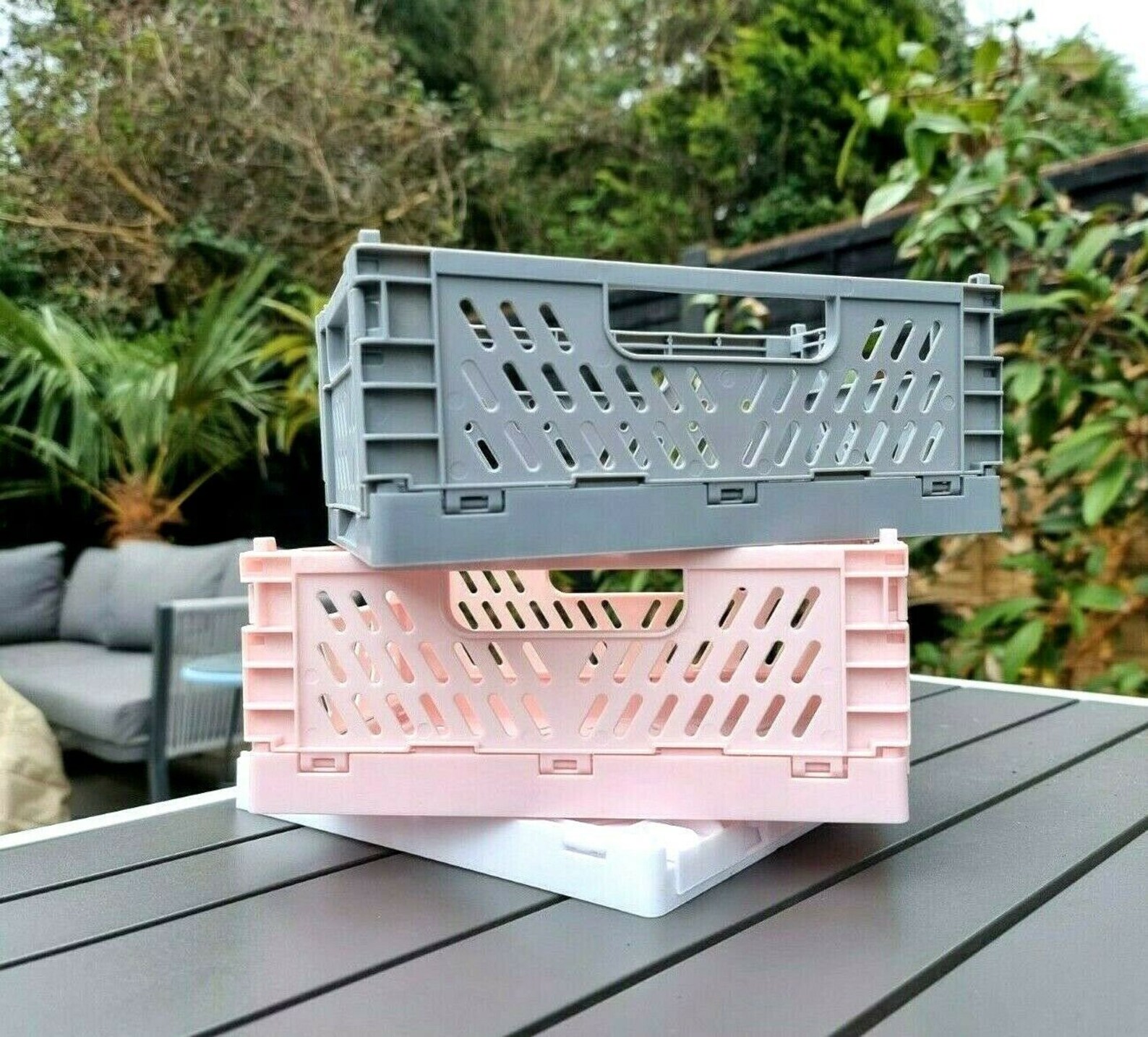 Folding Collapsible Storage Crates Plastic Basket Stacking Etsy
