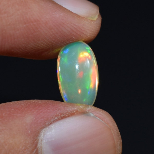 2 Carat 13x7x4.4 MM Natural Ethiopian Welo Fire Opal Oval Cabochon- Multi Flashy Fire Opal-Play Of Color-Loose Opal-Opal Jewelry