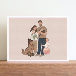 Full Body Custom Portrait Illustration - Family Portrait Drawing