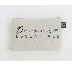 Personalised Essentials Linen make up bag/Cosmetic bag