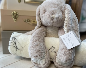 Personalised Baby Blanket with Soft Bunny