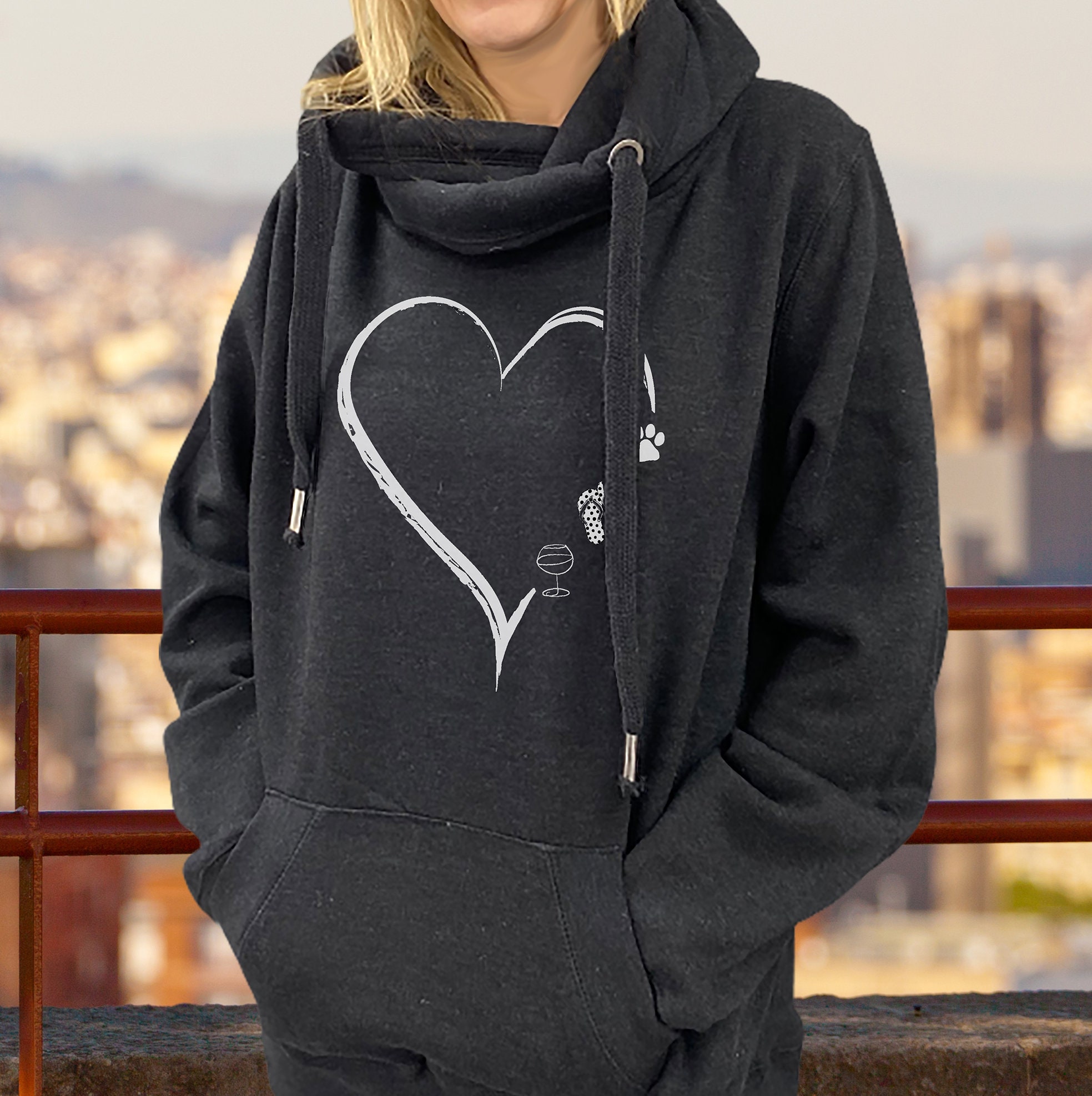 Funnel Neck Hoodie - Etsy