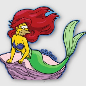 Grandpa Simpson The little Merm-Abe holographic sticker 3x2.4 image 1