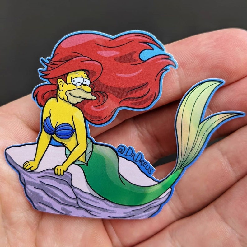 Grandpa Simpson The little Merm-Abe holographic sticker 3x2.4 image 2