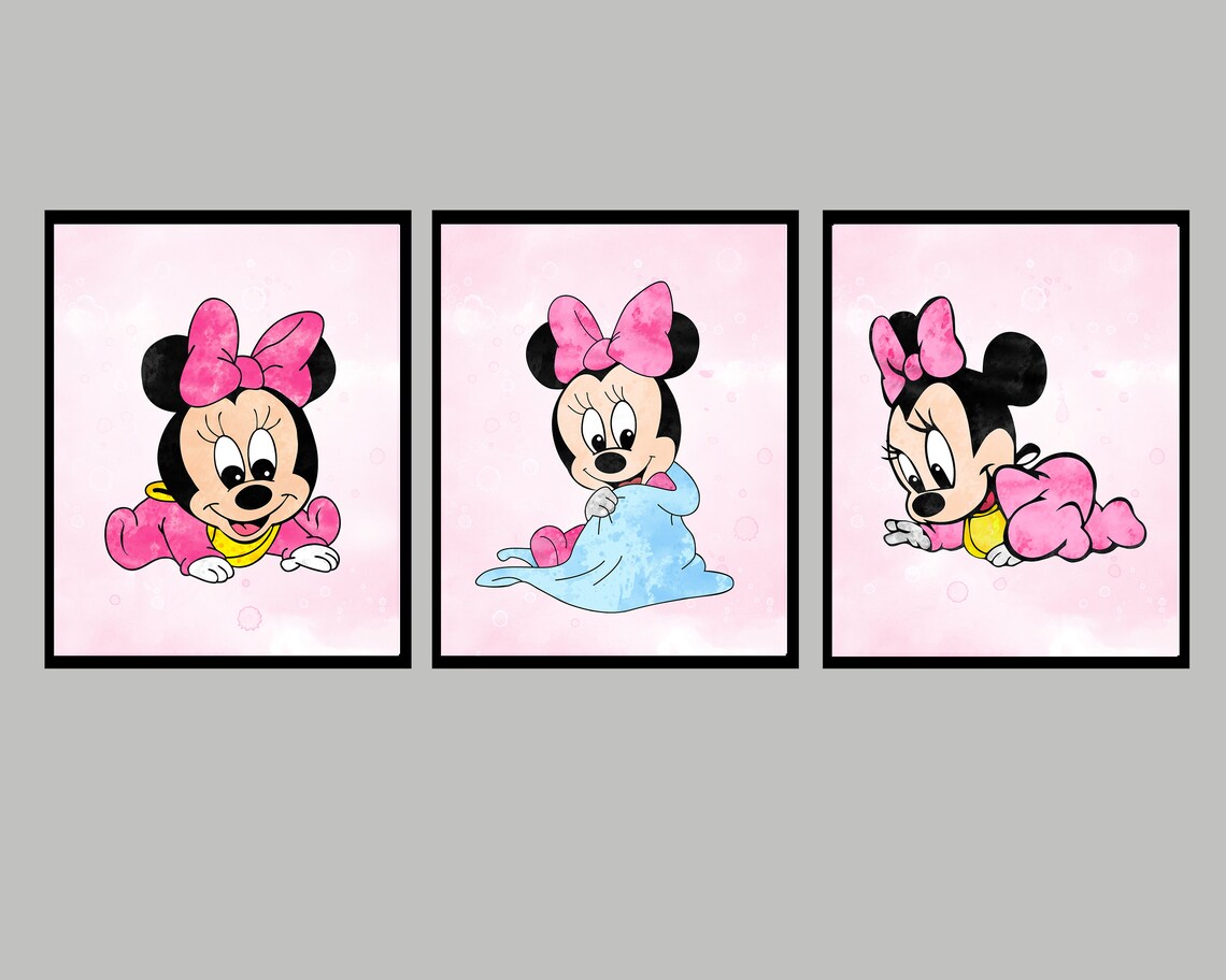 Baby Minnie Mouse Set 3 Images print art Disney Minnie Mouse | Etsy