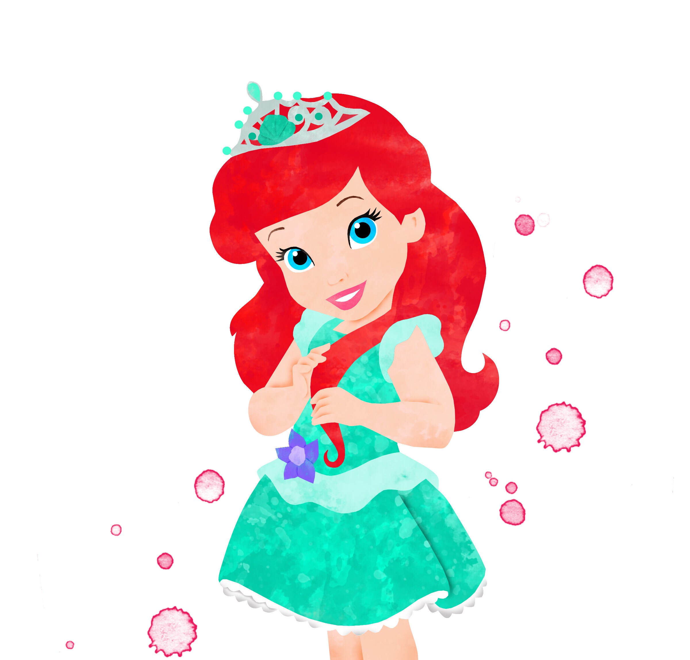 Princess Baby Ariel Little Mermaid Disney Set 3 Images print | Etsy