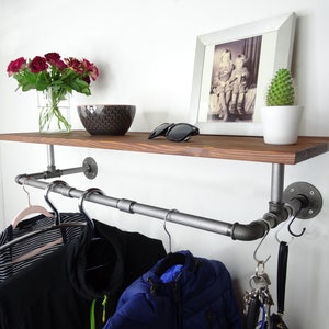 Wall coat rack/clothes rail with shelf in industrial design #5