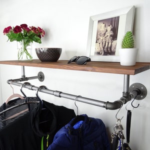 Wandgarderobe/Kleiderstange mit Ablage im Industriedesign #5