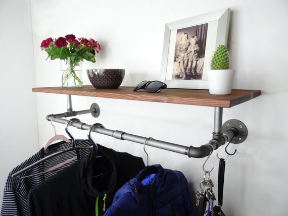 Wandgarderobe/Kleiderstange mit Ablage im Industriedesign #5