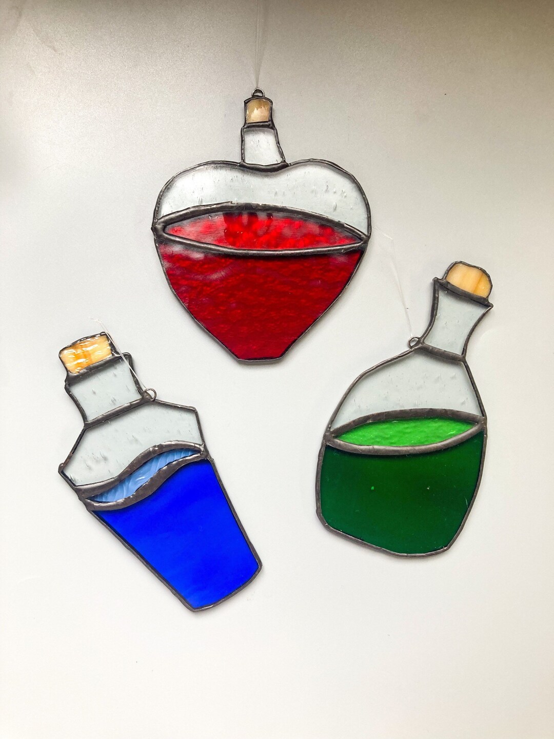 Stained Glass Potion Bottles Set of Three Health Stamina Etsy UK