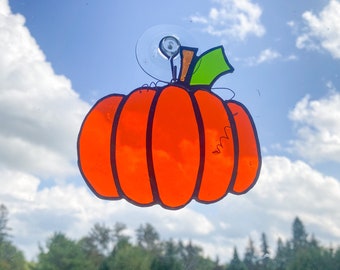 Pumpkin Sun Catcher, Stained Glass Pumpkin, Thanksgiving, Halloween