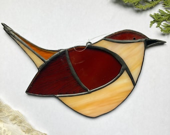 Wren Suncatcher, Stained Glass Wren, Bird Decor