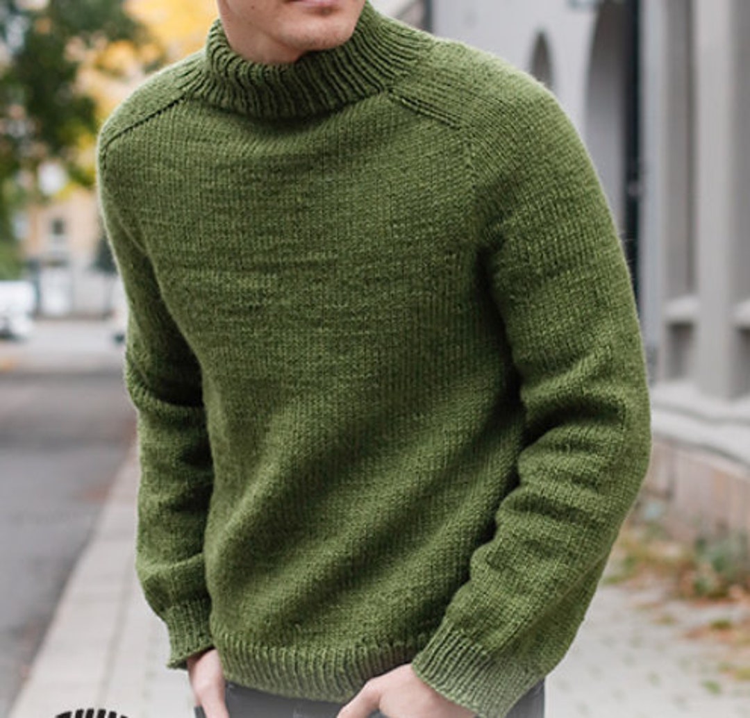 Alaska Men Sweater From Soft Organic Merino Wool, High Neck Collar Men ...
