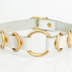 Choker necklace, Leather choker, Choker collar, White choker, Leather choker women, O ring choker