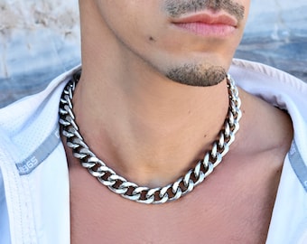 Chain necklace men, Chunky chain necklace, Chain necklace men women, Necklace punk