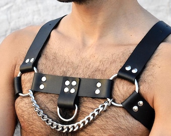 Leather harness men, Bulldog Harness Man, Chest Harness , Club Wear Costume, Black leather harness, Men's Leather Chest Harnes