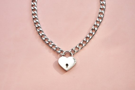 Padlock Necklace, Heart Padlock Necklace, Lock Necklace