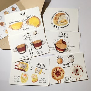 Hong Kong Food-postkaartenset van 6 met envelop en sticker