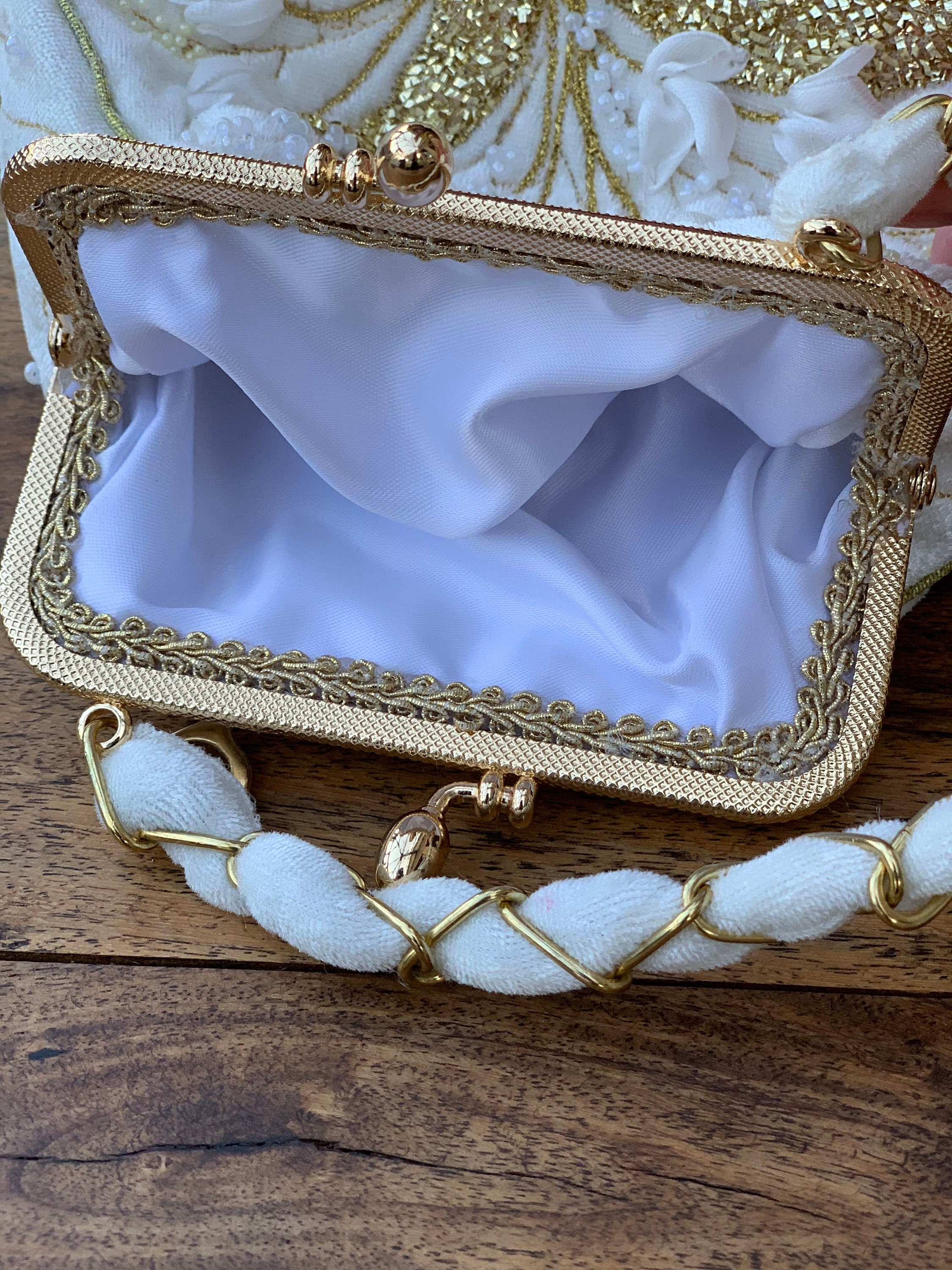 Bolso bolso de la boda de terciopelo blanco adornado con Etsy