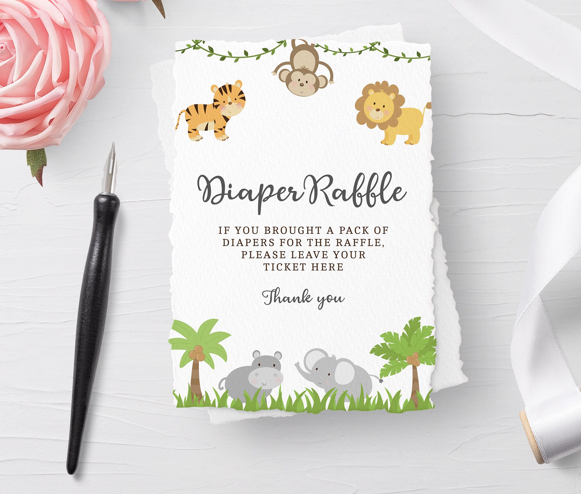 Jungle Diaper Raffle Sign Jungle Baby Shower Diaper Raffle | Etsy