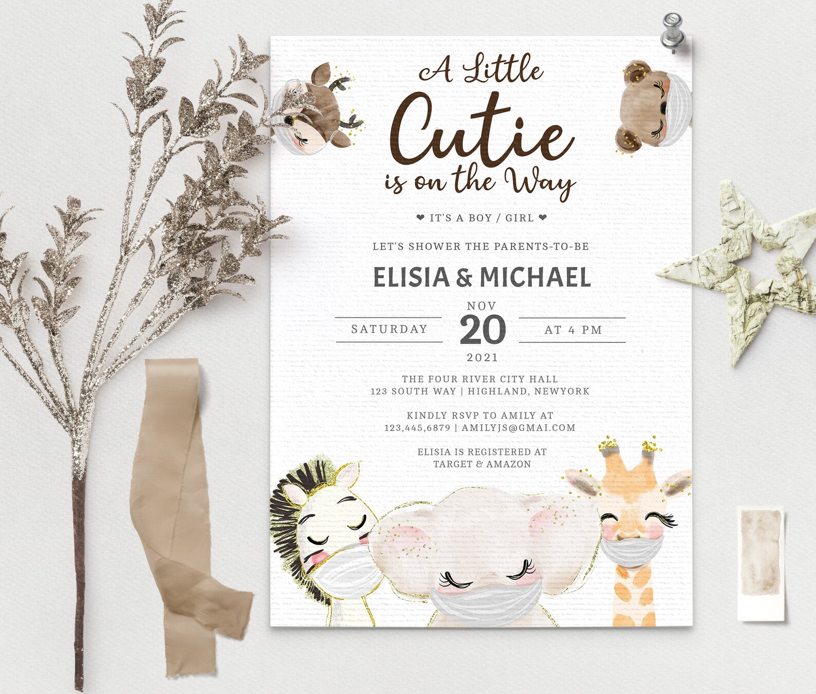 Zoo Animal Baby Shower Invitation Template Editable and Etsy
